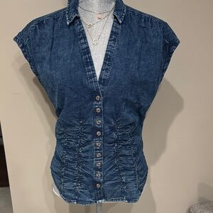 ANTHROPOLOGIE Denim Blue Women's Top Pilcro size M